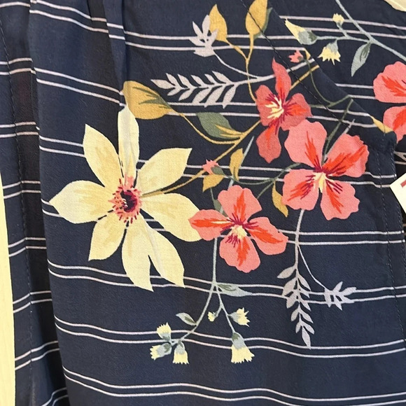 BeachLunchLounge Women’s XL Blue Floral Sleeveless Belted Waist Shift Dress NWT - Picture 5 of 5